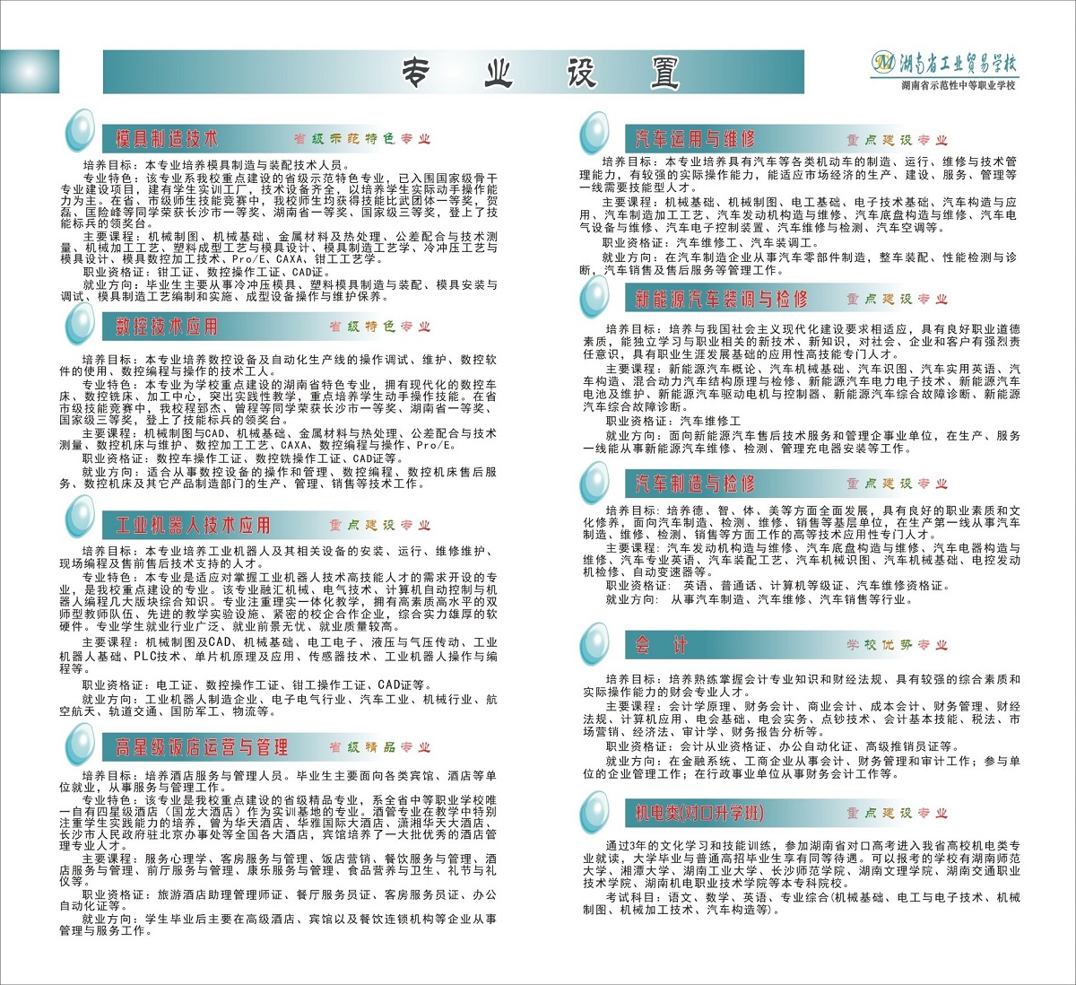  湖南省工业贸易学校2019年招生简章 