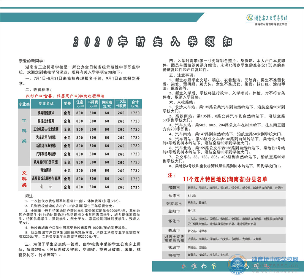 湖南省工业贸易学校2020年招生简章
